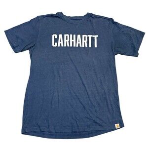 Carhartt T Shirt Mens L Blue Spellout Relaxed Fit Short Sleeve Crew Neck Tee